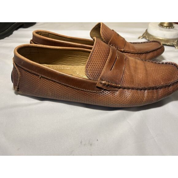 Mercanti Fiorentini Moccasins Loafers Shoe Mens 10 Driving Brown Leather Slip On - Picture 4 of 8